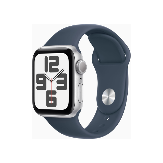 Apple Watch SE 2ª Gen (GPS) - Caja de Aluminio en Color Plata de 40 mm - Correa Deportiva en Color Azul Talla M/L