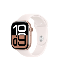 Apple Watch Series 10 GPS Smartwatch con Caja de Aluminio Oro-Rosa de 46 mm y Correa Loop Deportiva Rosa - Talla S/M. Monitor de entreno, Pantalla Retina Siempre Activa y Neutro en Carbono