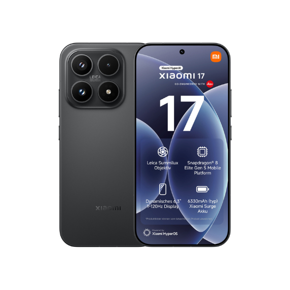 XIAOMI 17 - Smartphone de 12+512GB, Lentes óptica Leica Summilux, Snapdragon 8 Elite Gen 5, HyperAI, Cargador no Incluido, Negro (Versión ES)