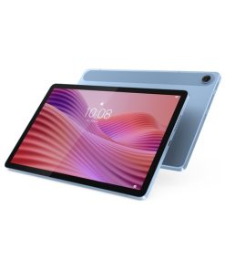 Tablet Lenovo Tab de 10,1 pulgadas en azul polar, vista frontal y trasera