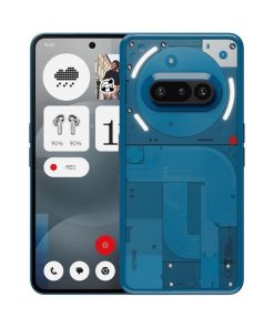 Nothing Phone (3a) azul, vista frontal y trasera con la interfaz Glyph